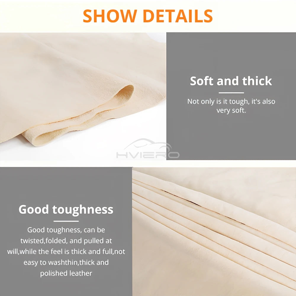 40X70cm Free Shape Cleaning Genuine Leather Cloth Car Auto Home Care Motorcycle Natural Drying Chamois Approx Water Absorption