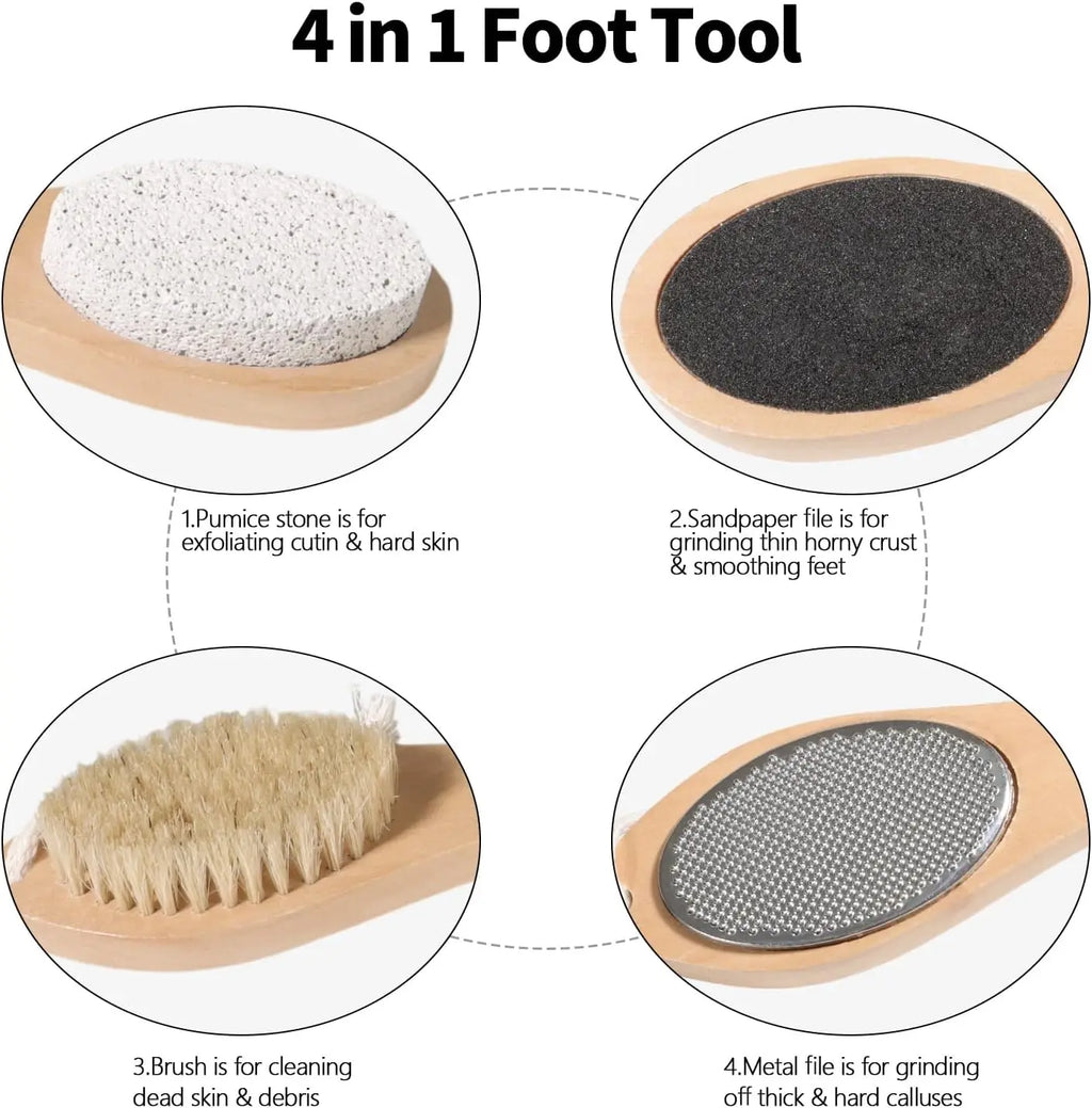 4-in-1 Exfoliating Foot Scrubber - Pumice Stone Callus Remover Multi-Purpose Foot Spa Pedicure Tool for Home Care