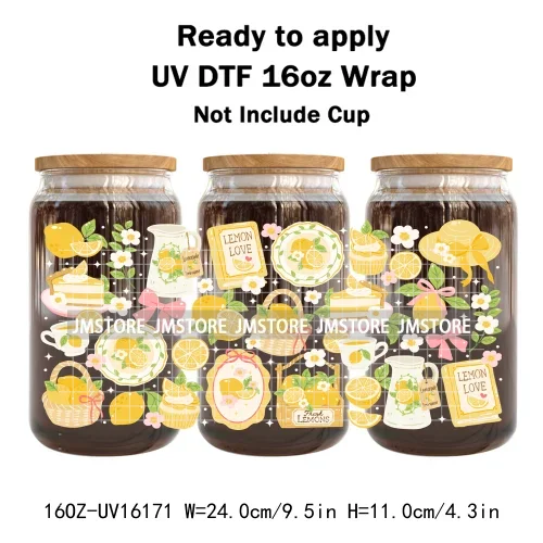 Summer Fruit Coquette Bow Book Cup School 16OZ UV DTF Cup Wraps Ready To Apply Waterproof Transfer Stickers For Libbey Glass Can