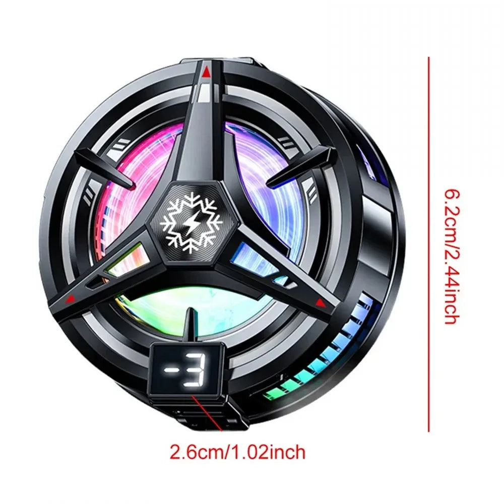 Semiconductor Phone Cooler Powerful Cooling Magnetic & Clip 2-in-1 Digital Display for Gaming Live Broadcast Mobile Phone Cooler