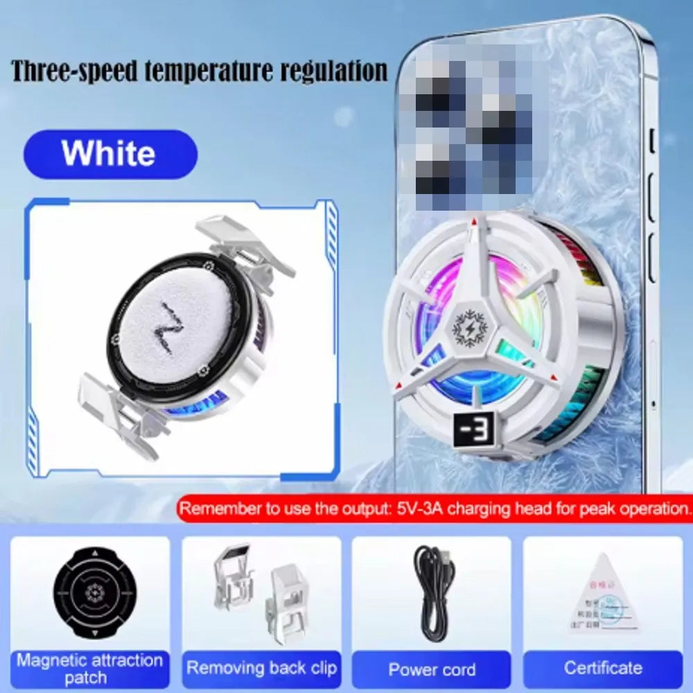 Semiconductor Phone Cooler Powerful Cooling Magnetic & Clip 2-in-1 Digital Display for Gaming Live Broadcast Mobile Phone Cooler