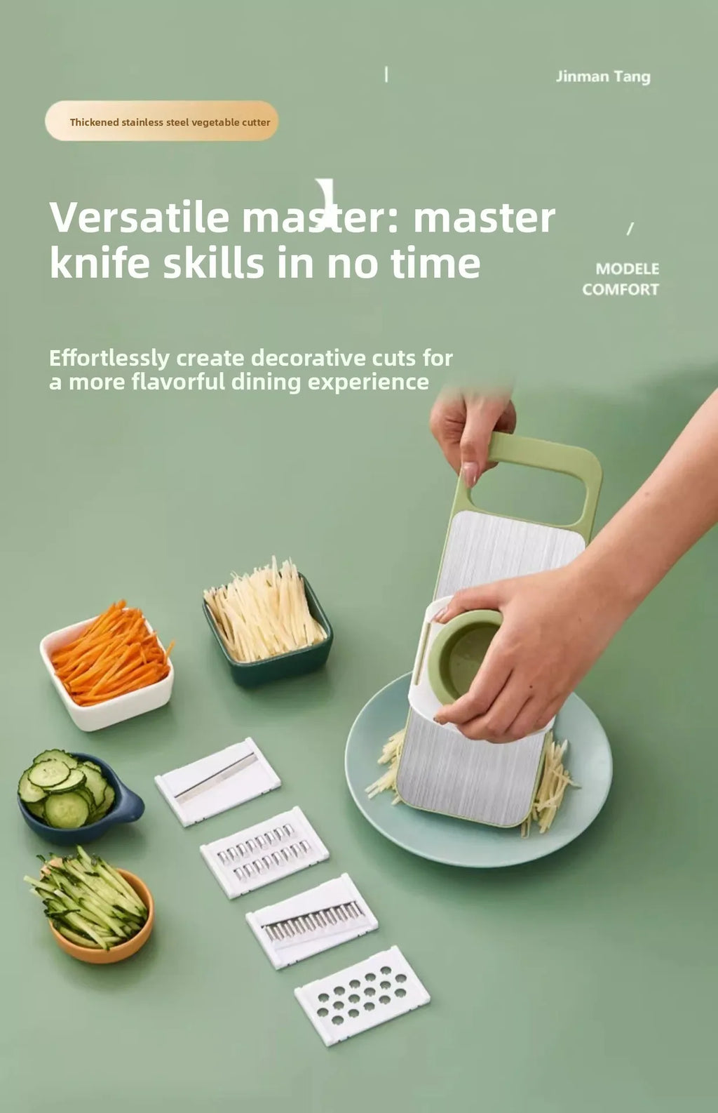 Kitchen Essentials Household Multi-functional Vegetable Cutter Shredder Stainless Steel Anti-cutting Hand Planer Slicer Slicer