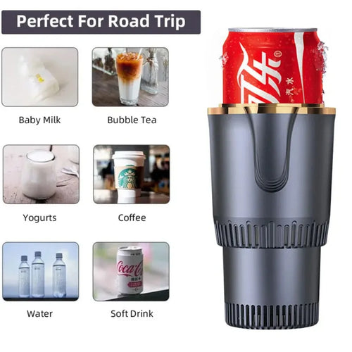-3℃ to 60℃ LED Display Semiconductor Beverage Cooler Warmer 12V 36W Car Heating and Cooling Cup for Car Road Trip Fast Cooling