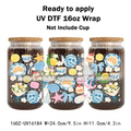 Summer Fruit Coquette Bow Book Cup School 16OZ UV DTF Cup Wraps Ready To Apply Waterproof Transfer Stickers For Libbey Glass Can