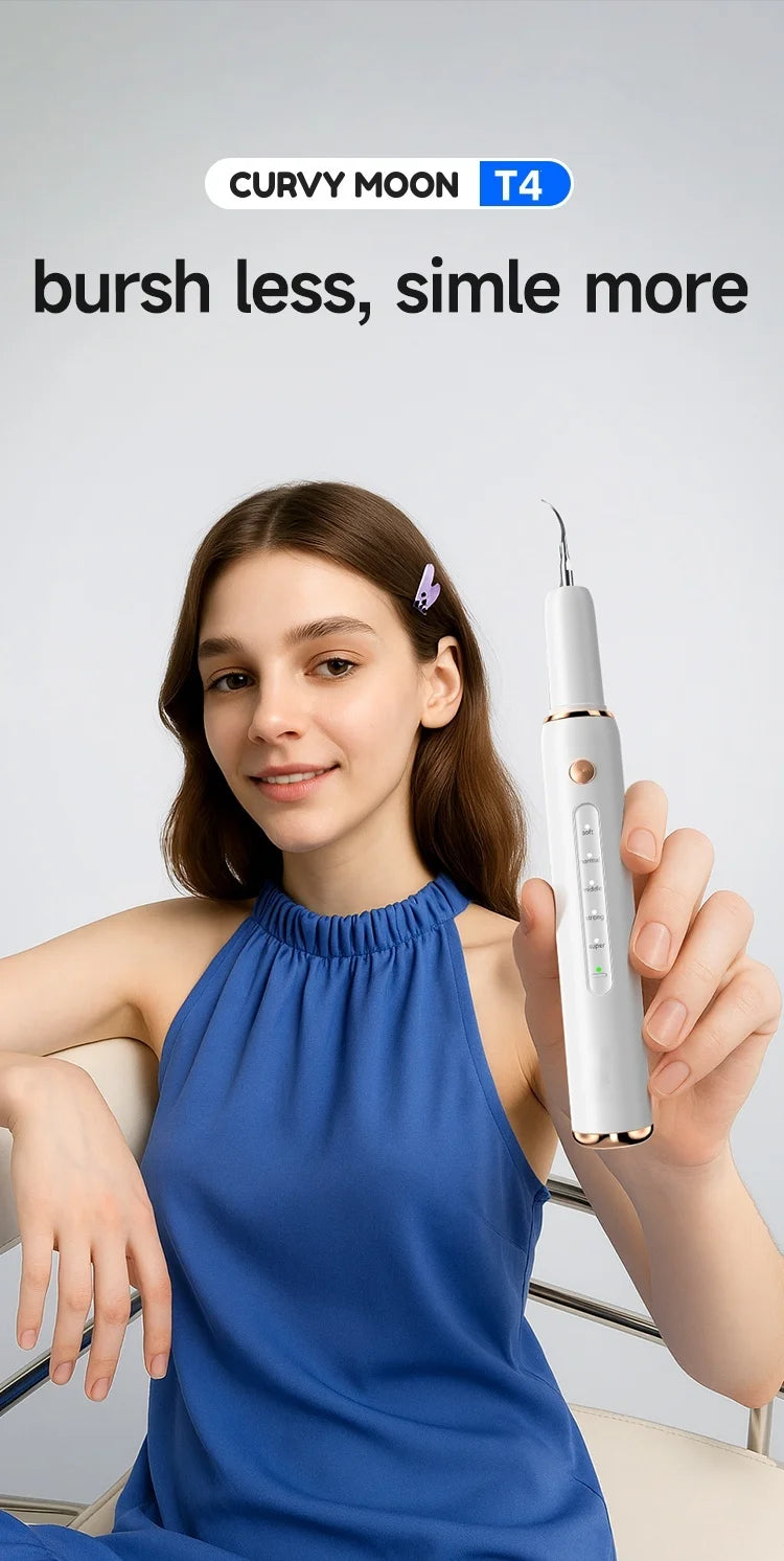 CURVY MOON T4 Electric Ultrasonic Tooth Cleaner Tartar Remover Tooth Stain Cleaning Tools Personal Teeth Whitening Home Care