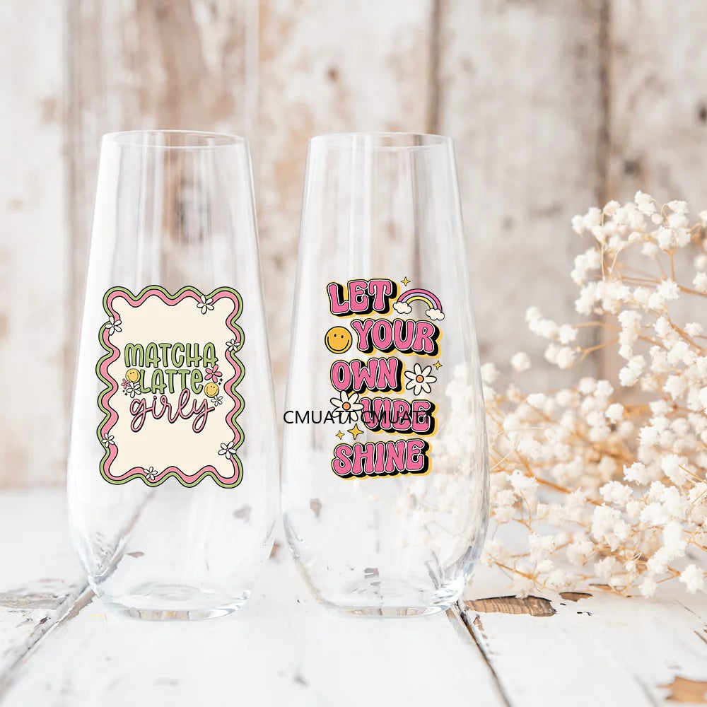 Summer Fruit Coquette Bow Book Cup School 16OZ UV DTF Cup Wraps Ready To Apply Waterproof Transfer Stickers For Libbey Glass Can