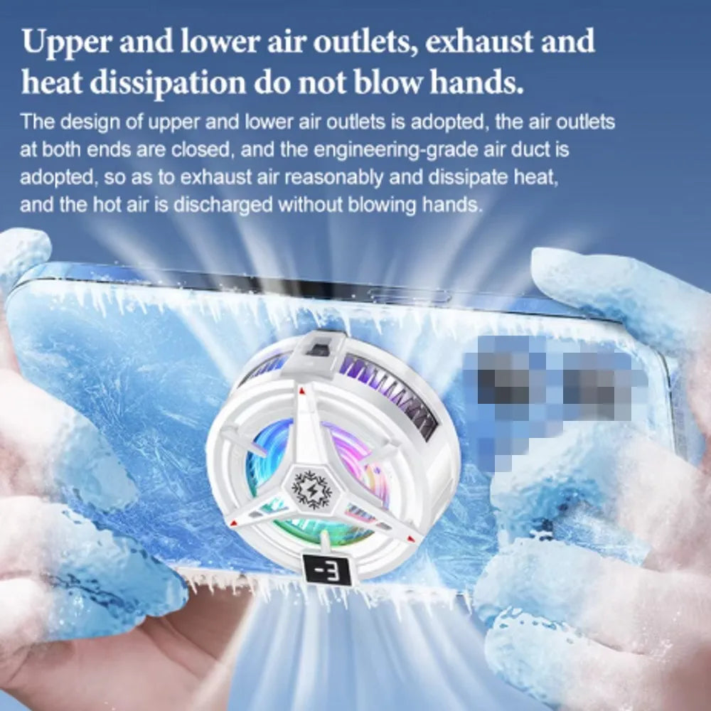 Semiconductor Phone Cooler Powerful Cooling Magnetic & Clip 2-in-1 Digital Display for Gaming Live Broadcast Mobile Phone Cooler