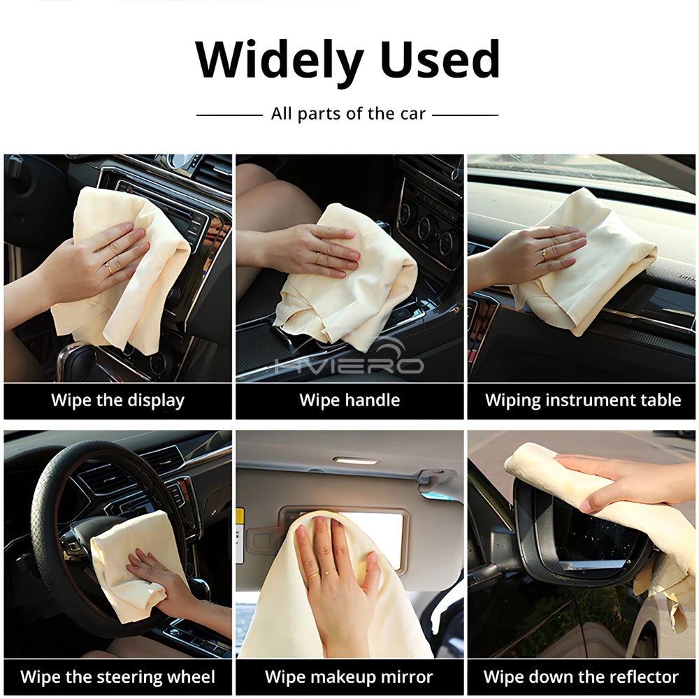 40X70cm Free Shape Cleaning Genuine Leather Cloth Car Auto Home Care Motorcycle Natural Drying Chamois Approx Water Absorption