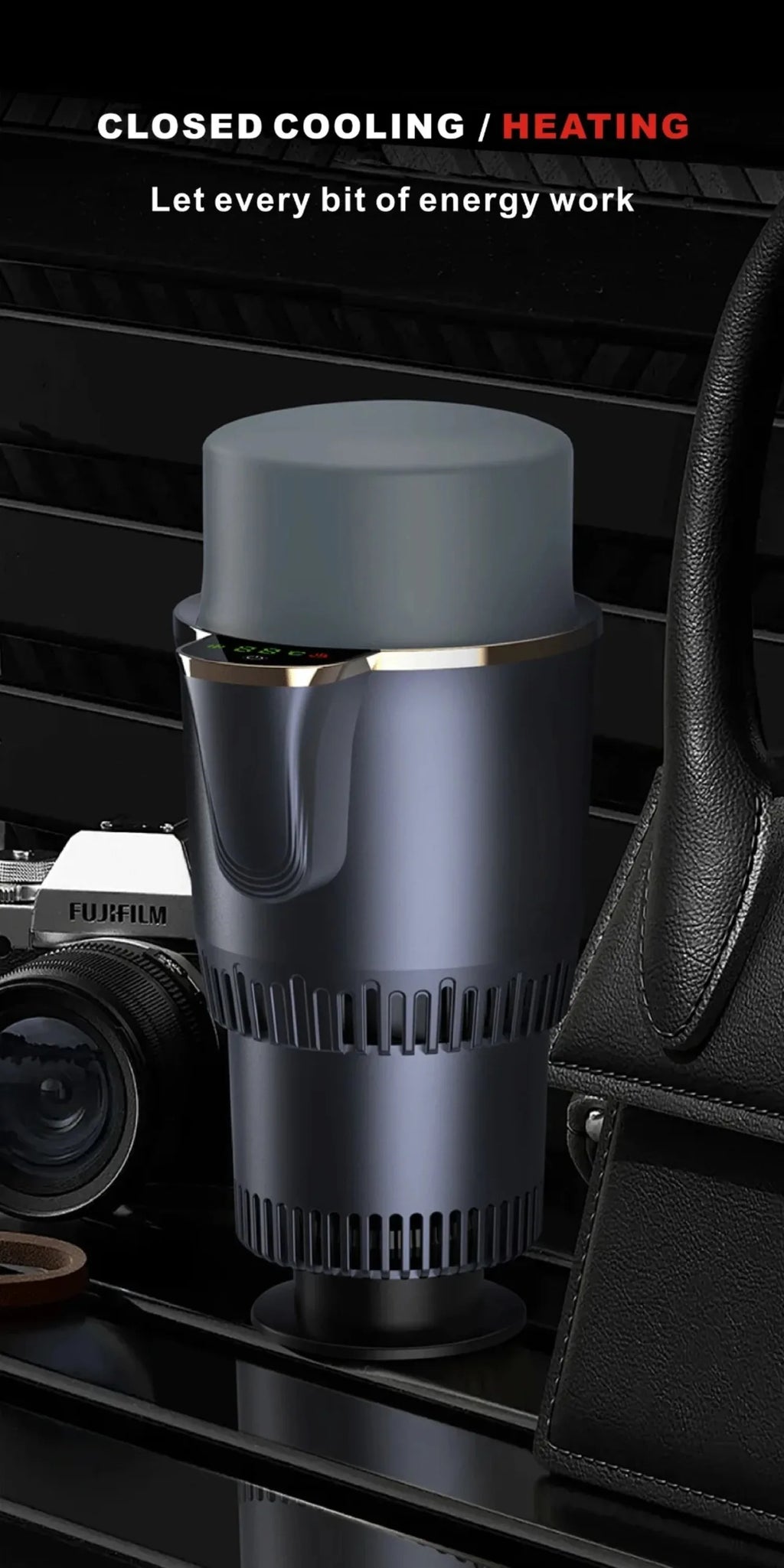 -3℃ to 60℃ LED Display Semiconductor Beverage Cooler Warmer 12V 36W Car Heating and Cooling Cup for Car Road Trip Fast Cooling