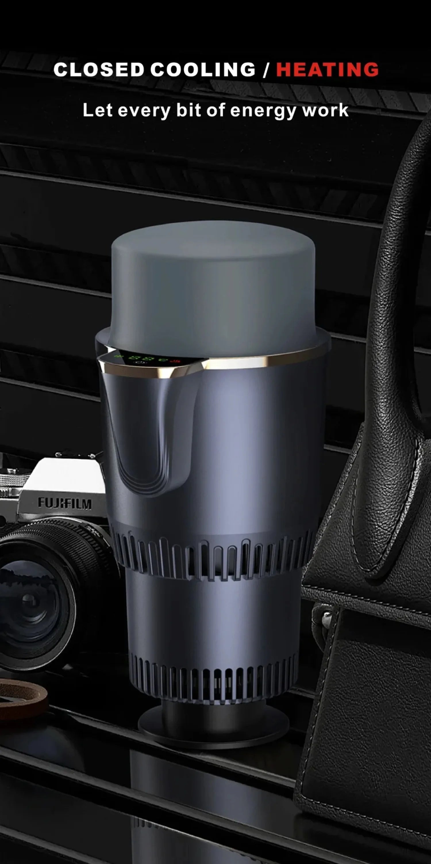 -3℃ to 60℃ LED Display Semiconductor Beverage Cooler Warmer 12V 36W Car Heating and Cooling Cup for Car Road Trip Fast Cooling