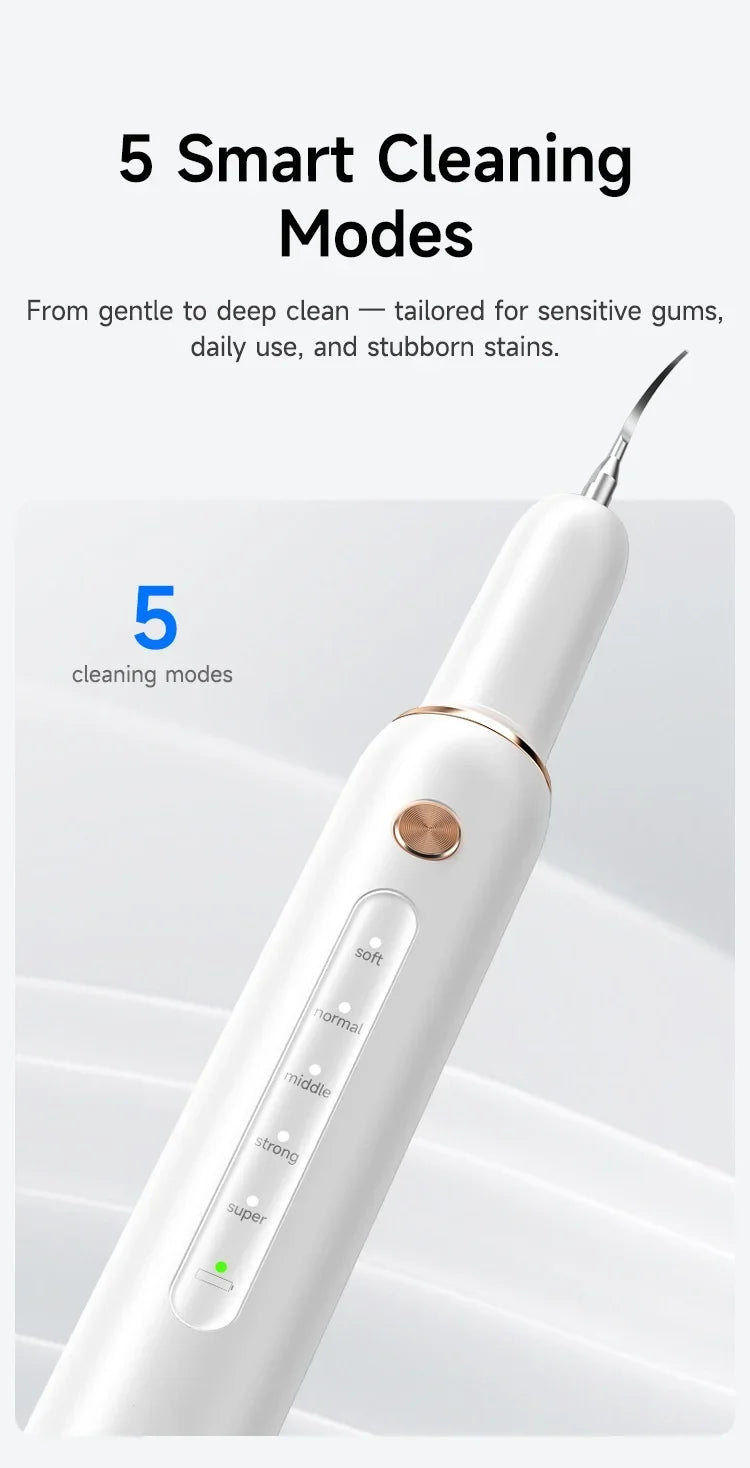 CURVY MOON T4 Electric Ultrasonic Tooth Cleaner Tartar Remover Tooth Stain Cleaning Tools Personal Teeth Whitening Home Care