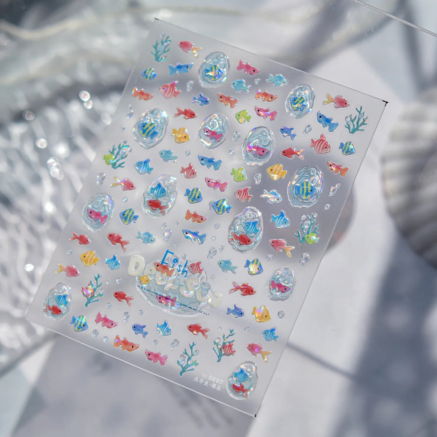 Summer Fruit Dessert 5D Nail Decals Ice Cream Bar Cone Sundae Fresh Orange Peach Blueberry Cherry Star Bow Nail Art Stickers DIY