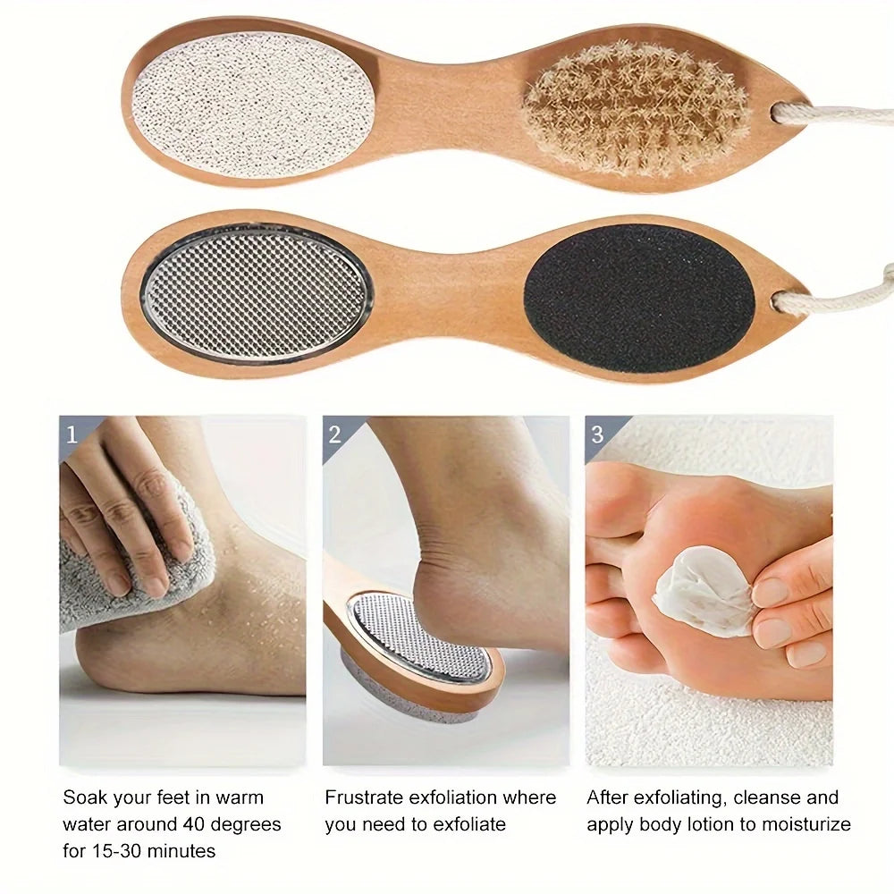 4-in-1 Exfoliating Foot Scrubber - Pumice Stone Callus Remover Multi-Purpose Foot Spa Pedicure Tool for Home Care