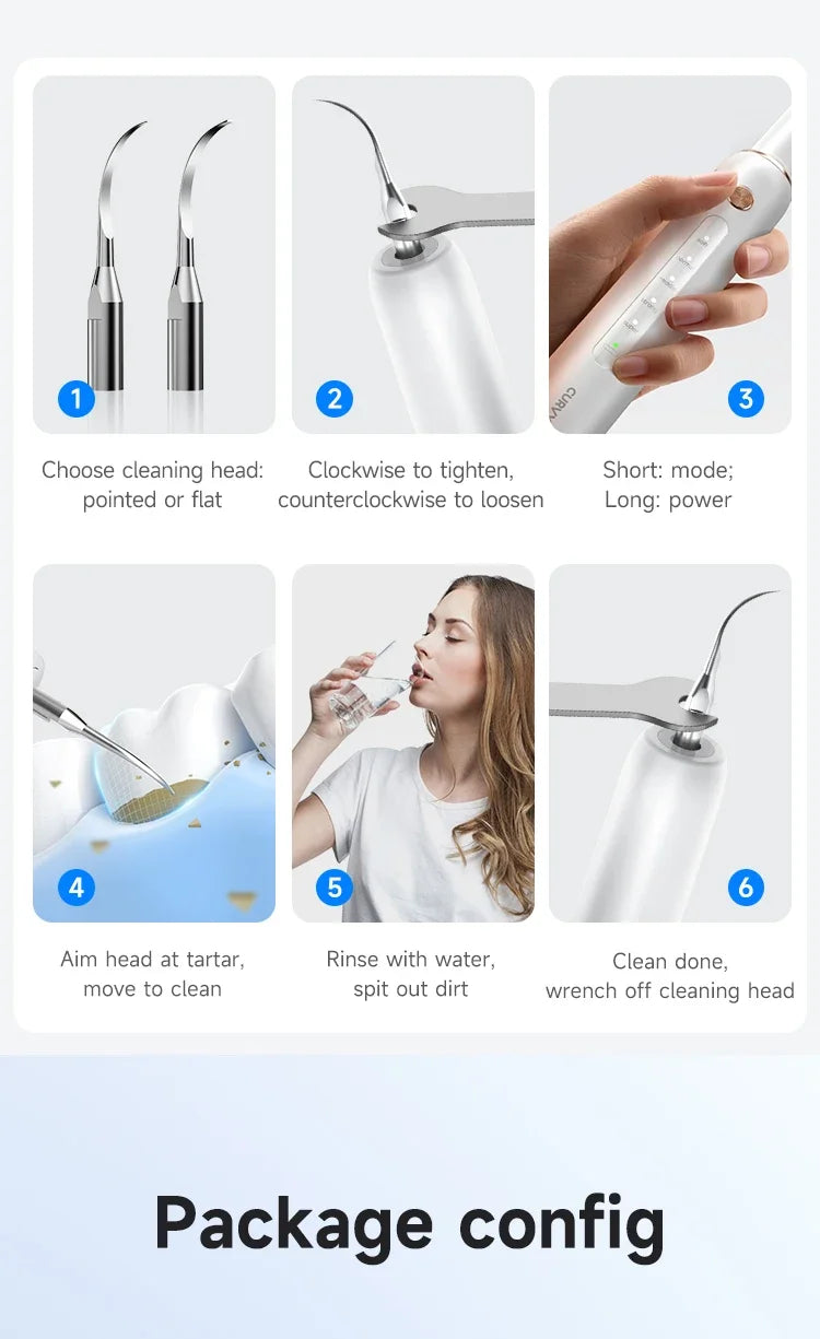 CURVY MOON T4 Electric Ultrasonic Tooth Cleaner Tartar Remover Tooth Stain Cleaning Tools Personal Teeth Whitening Home Care