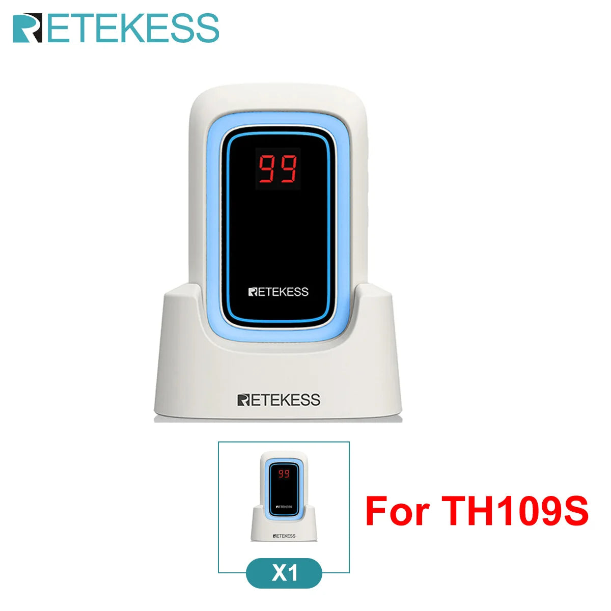 Retekess TH109S Caregiver Pager Wireless Calling System SOS Call Button Digital Display Screen For Clinic Home Care Hospital