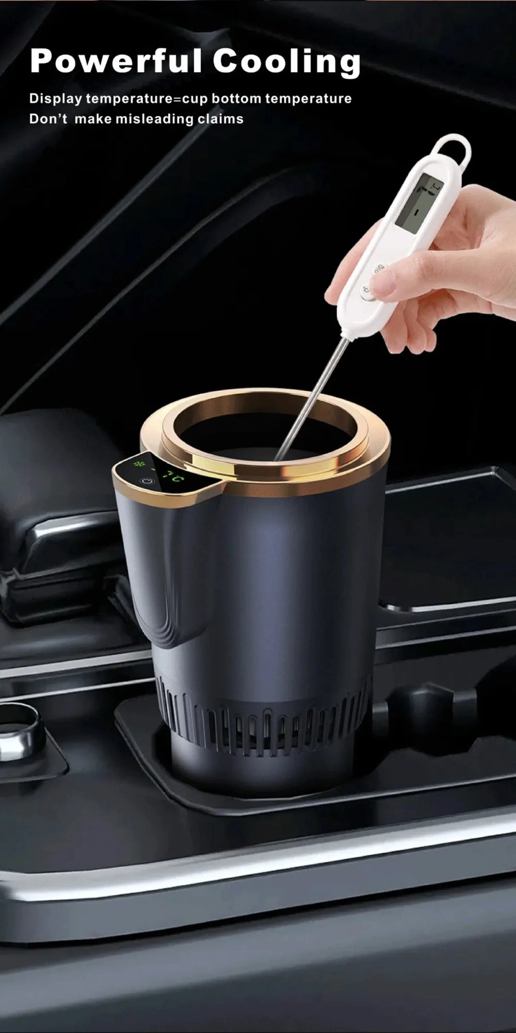 -3℃ to 60℃ LED Display Semiconductor Beverage Cooler Warmer 12V 36W Car Heating and Cooling Cup for Car Road Trip Fast Cooling