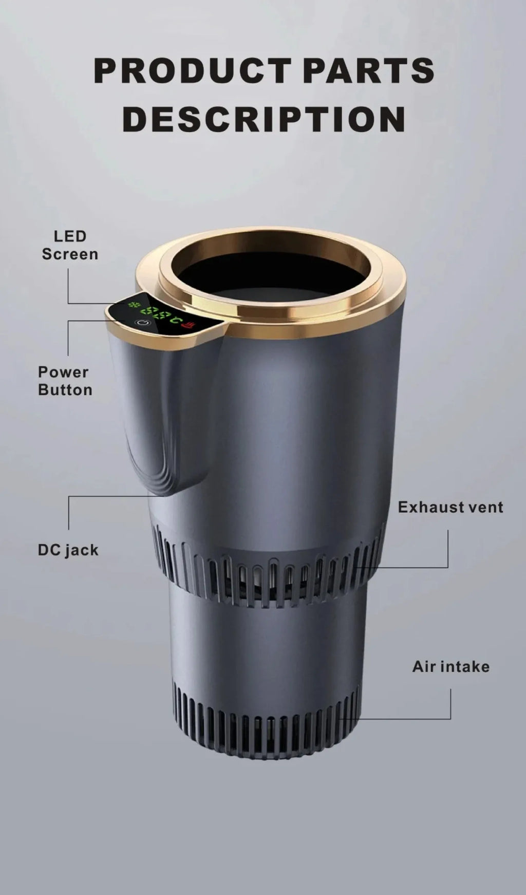 -3℃ to 60℃ LED Display Semiconductor Beverage Cooler Warmer 12V 36W Car Heating and Cooling Cup for Car Road Trip Fast Cooling