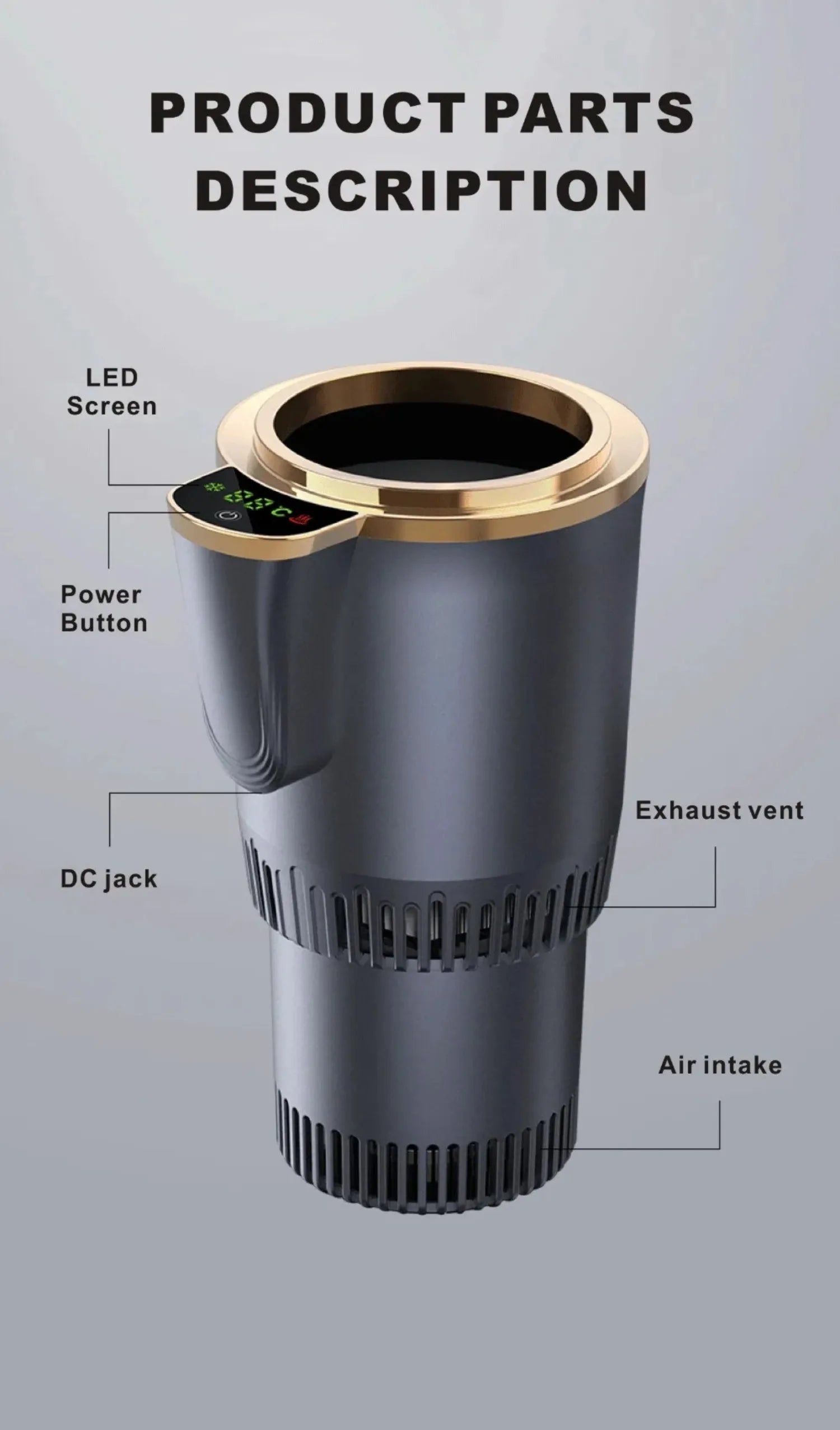 -3℃ to 60℃ LED Display Semiconductor Beverage Cooler Warmer 12V 36W Car Heating and Cooling Cup for Car Road Trip Fast Cooling