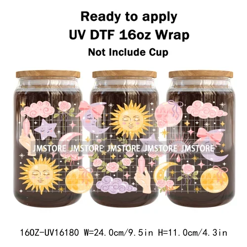 Summer Fruit Coquette Bow Book Cup School 16OZ UV DTF Cup Wraps Ready To Apply Waterproof Transfer Stickers For Libbey Glass Can