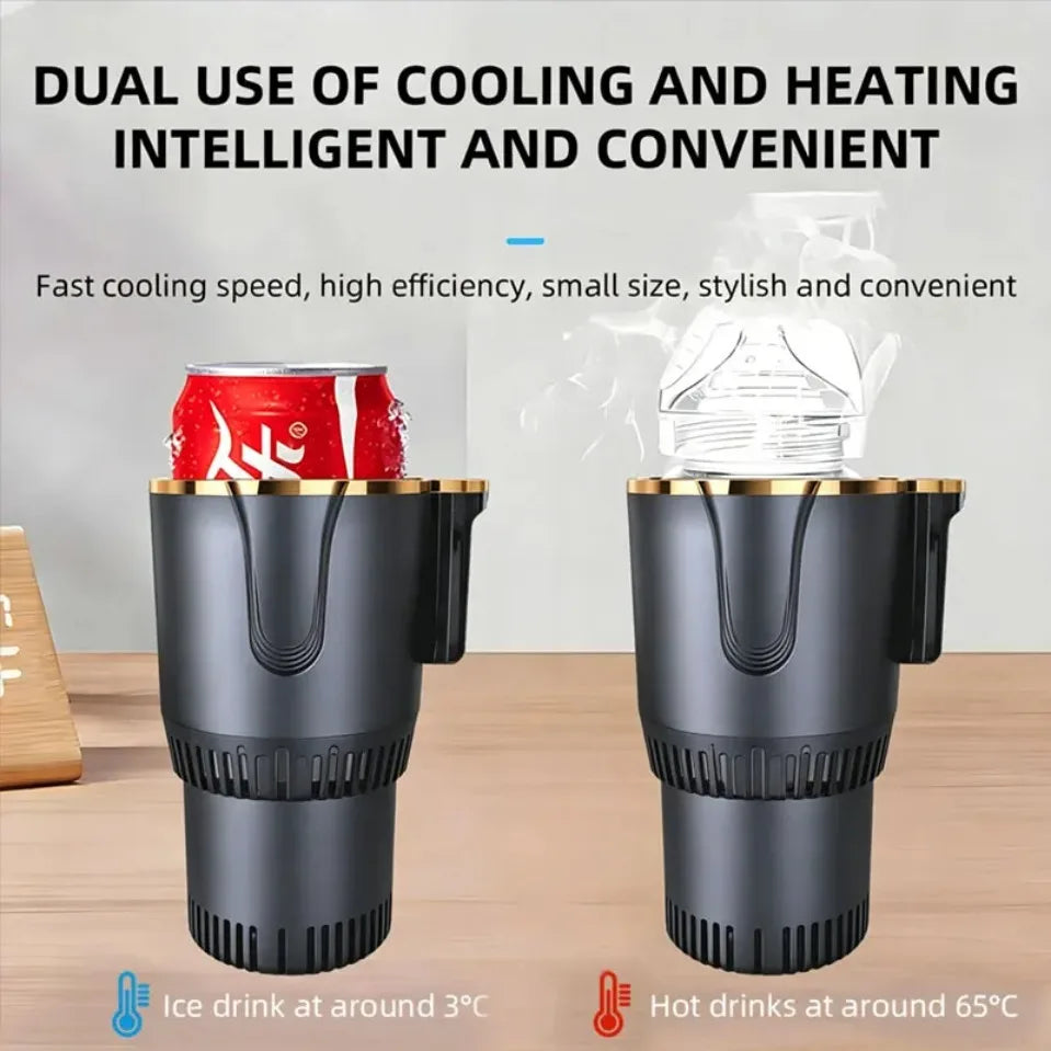 -3℃ to 60℃ LED Display Semiconductor Beverage Cooler Warmer 12V 36W Car Heating and Cooling Cup for Car Road Trip Fast Cooling