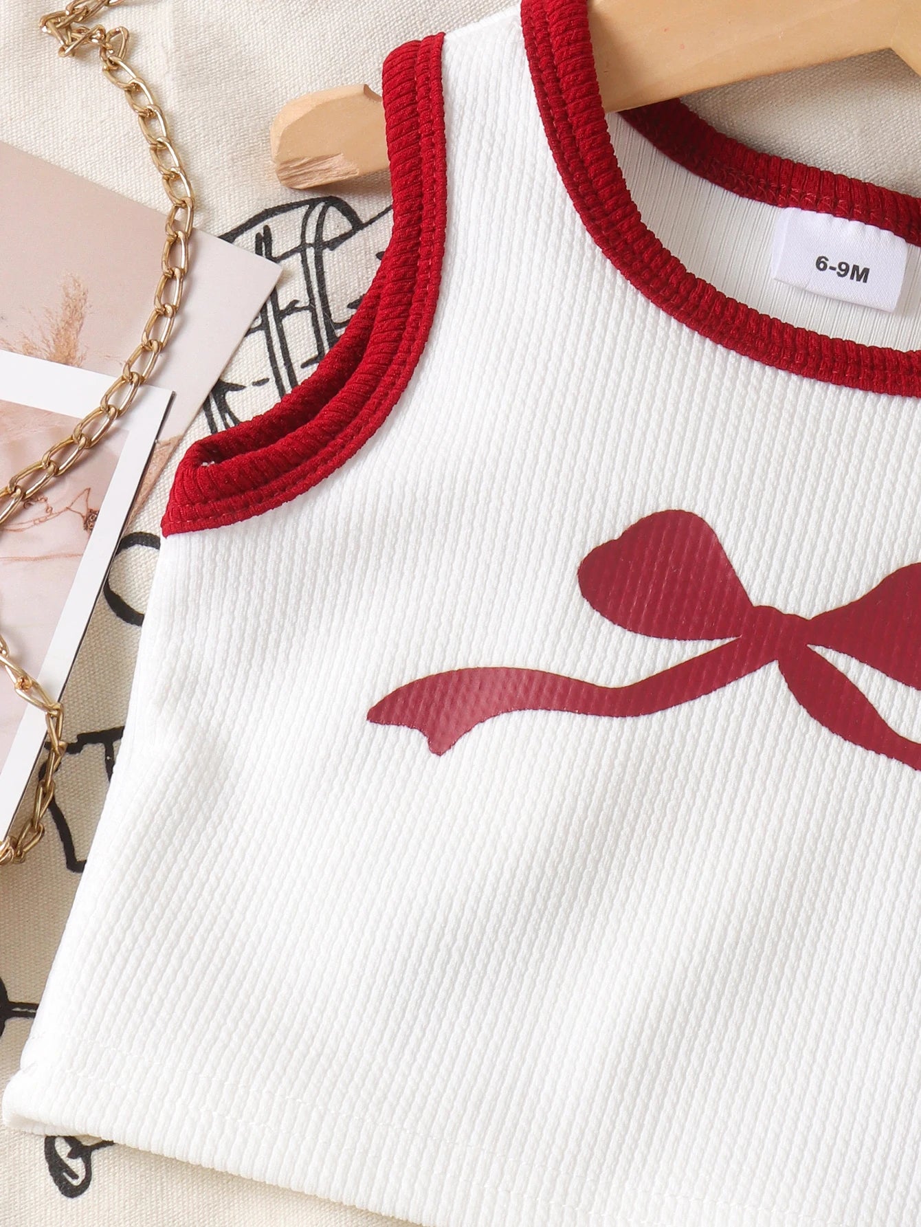 Cross-border summer new collection for girls, comfortable and stylish, suitable for ages 1-3. Bow tie white vest + long pants.