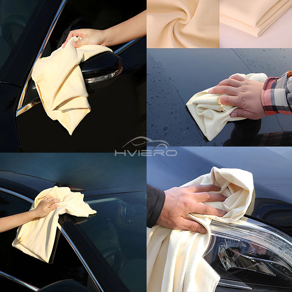 40X70cm Free Shape Cleaning Genuine Leather Cloth Car Auto Home Care Motorcycle Natural Drying Chamois Approx Water Absorption