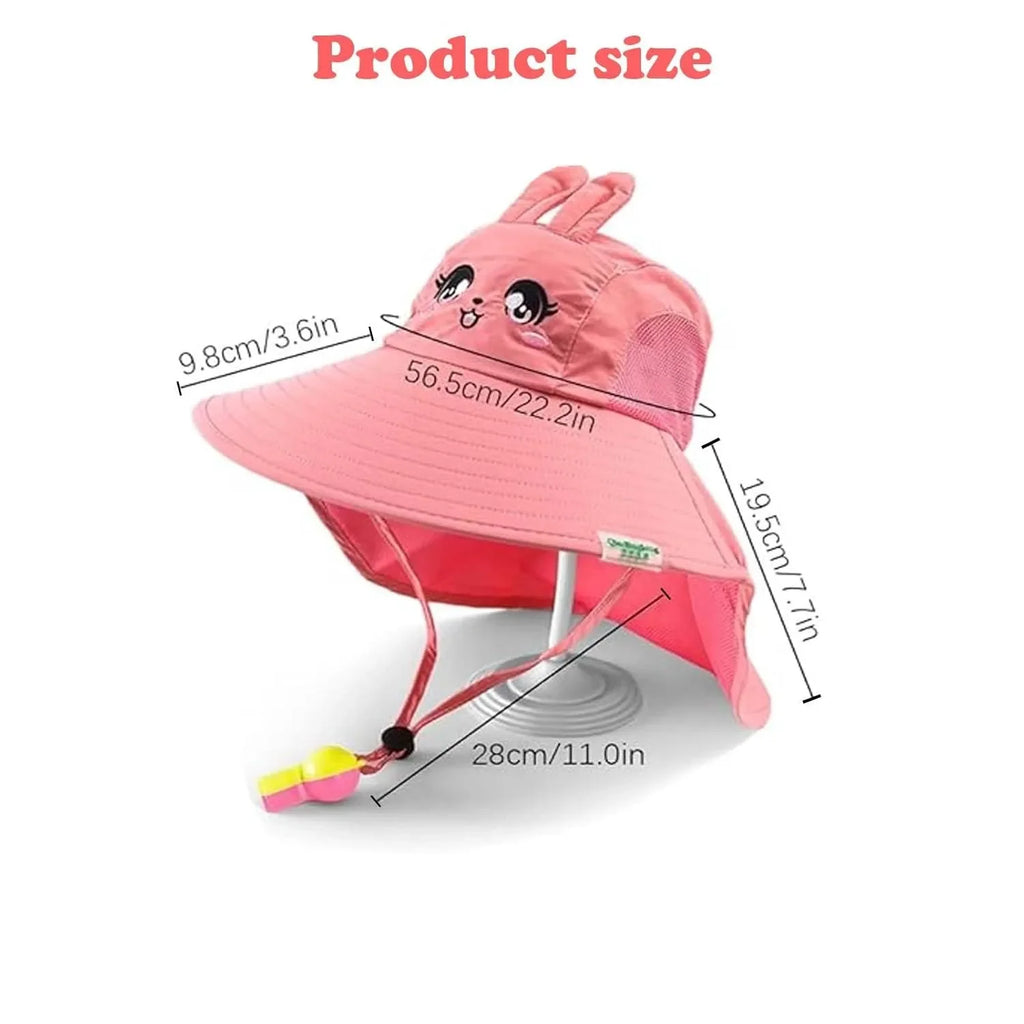 Summer Kids Bucket Hat Sunscreen UV Resistant Cotton Beach Hat with Adjustable Rope Whistle for Boys Girls Outdoor