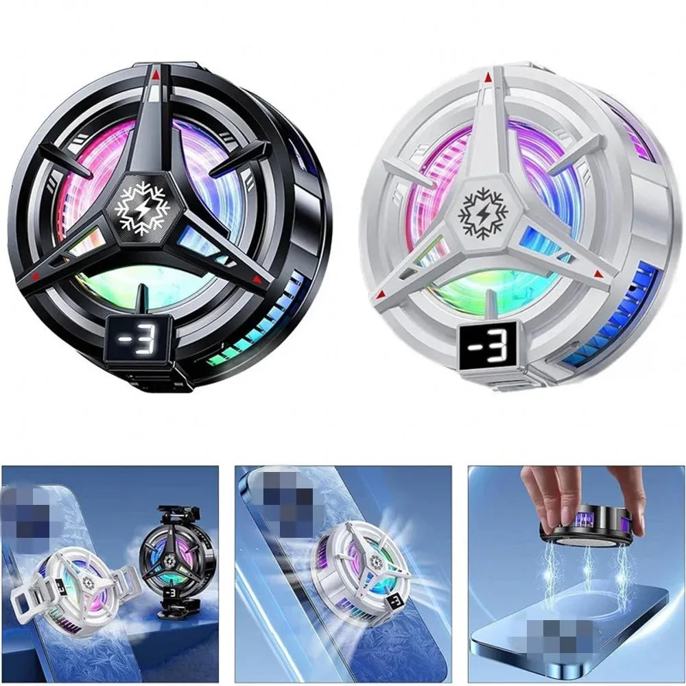 Semiconductor Phone Cooler Powerful Cooling Magnetic & Clip 2-in-1 Digital Display for Gaming Live Broadcast Mobile Phone Cooler