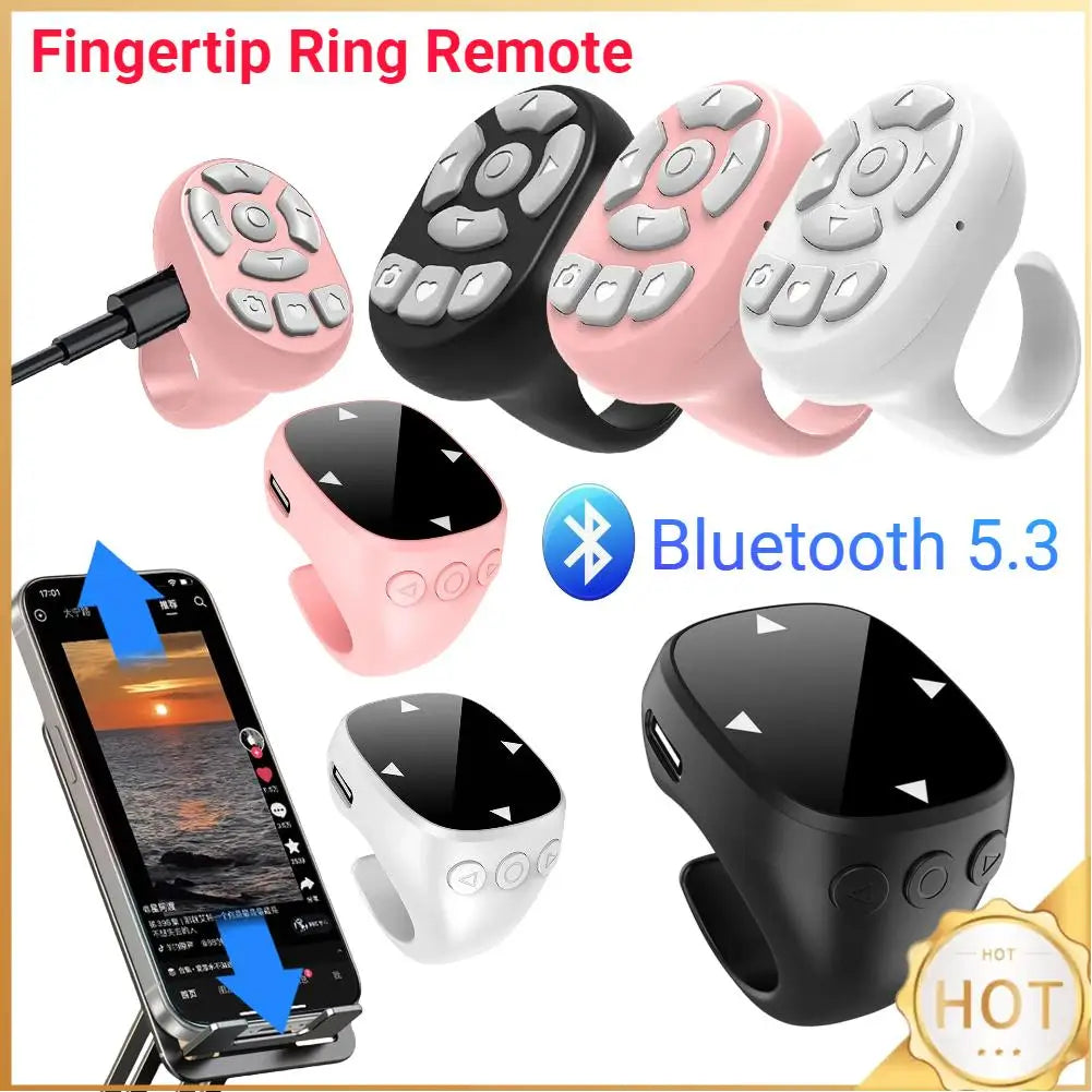 For TikTok Scrolling Ring Bluetooth Video Scrolling Remote Control E-book Page Turner Mobile Phone Selfie Camera Controller