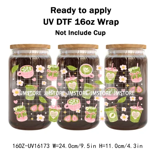 Summer Fruit Coquette Bow Book Cup School 16OZ UV DTF Cup Wraps Ready To Apply Waterproof Transfer Stickers For Libbey Glass Can