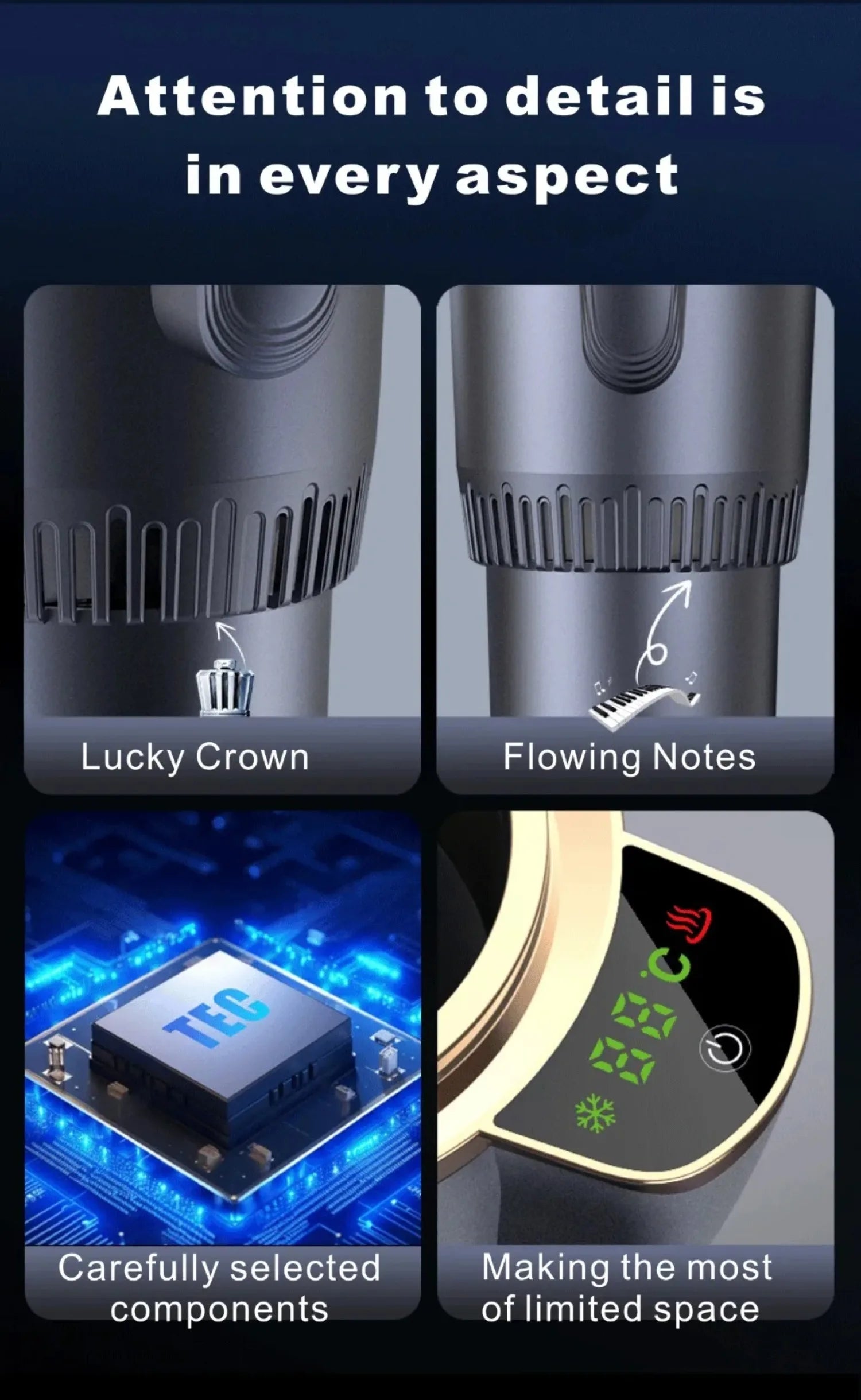 -3℃ to 60℃ LED Display Semiconductor Beverage Cooler Warmer 12V 36W Car Heating and Cooling Cup for Car Road Trip Fast Cooling