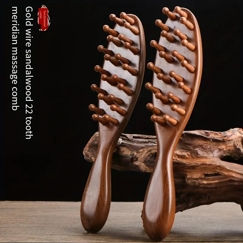 Rosewood Massage Comb: 2024 New, Dense Wooden Teeth for Pain Relief - Health & Home Care