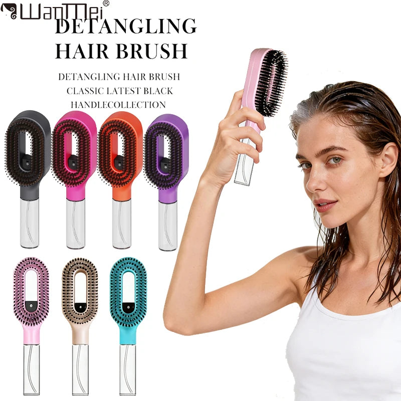 2in1 Spray Hair Brush Detangling Scalp Massage Comb with Water Mist Spray Anti-static Smooth Hair Styling Tool for Home & Travel
