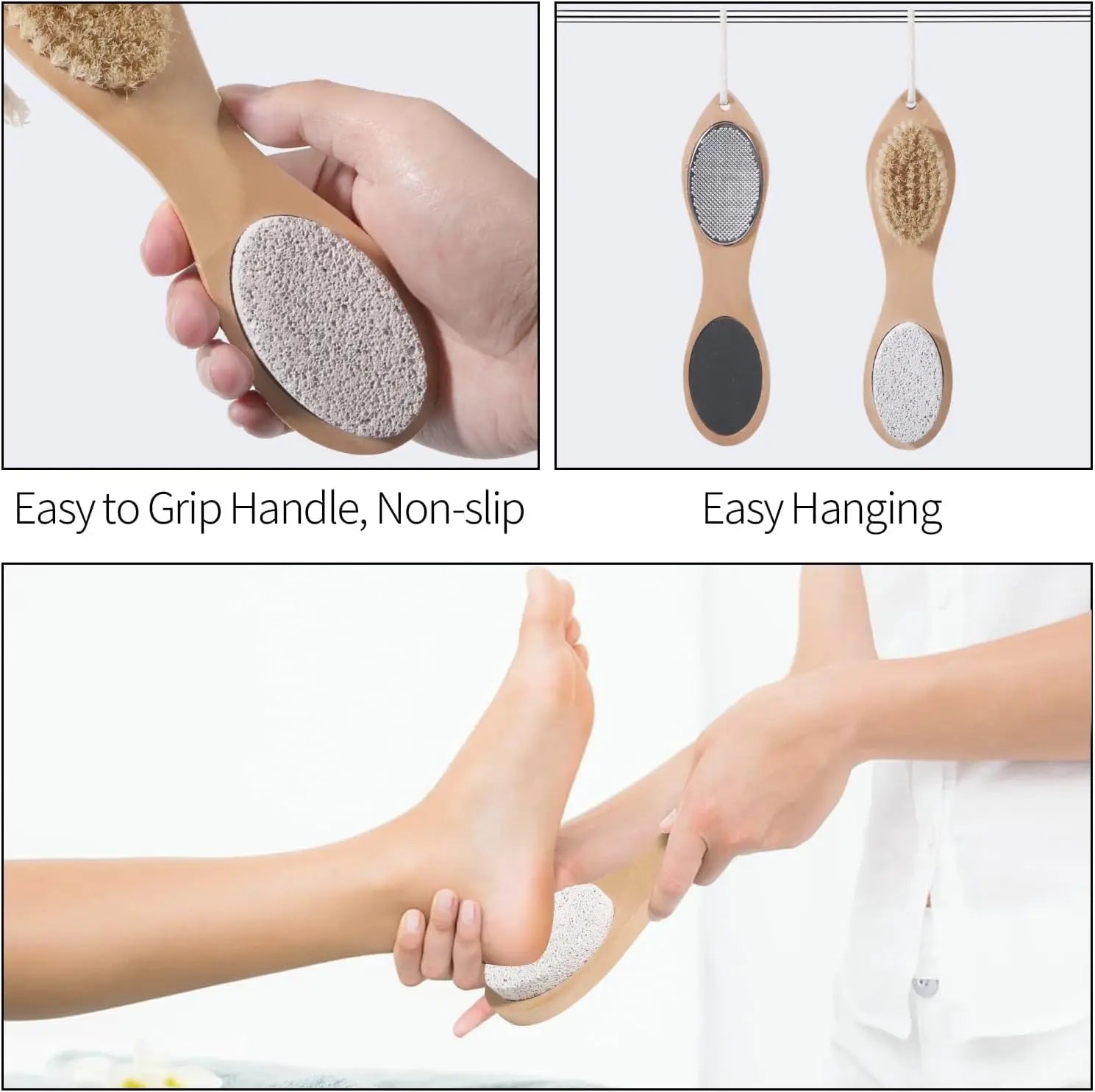 4-in-1 Exfoliating Foot Scrubber - Pumice Stone Callus Remover Multi-Purpose Foot Spa Pedicure Tool for Home Care