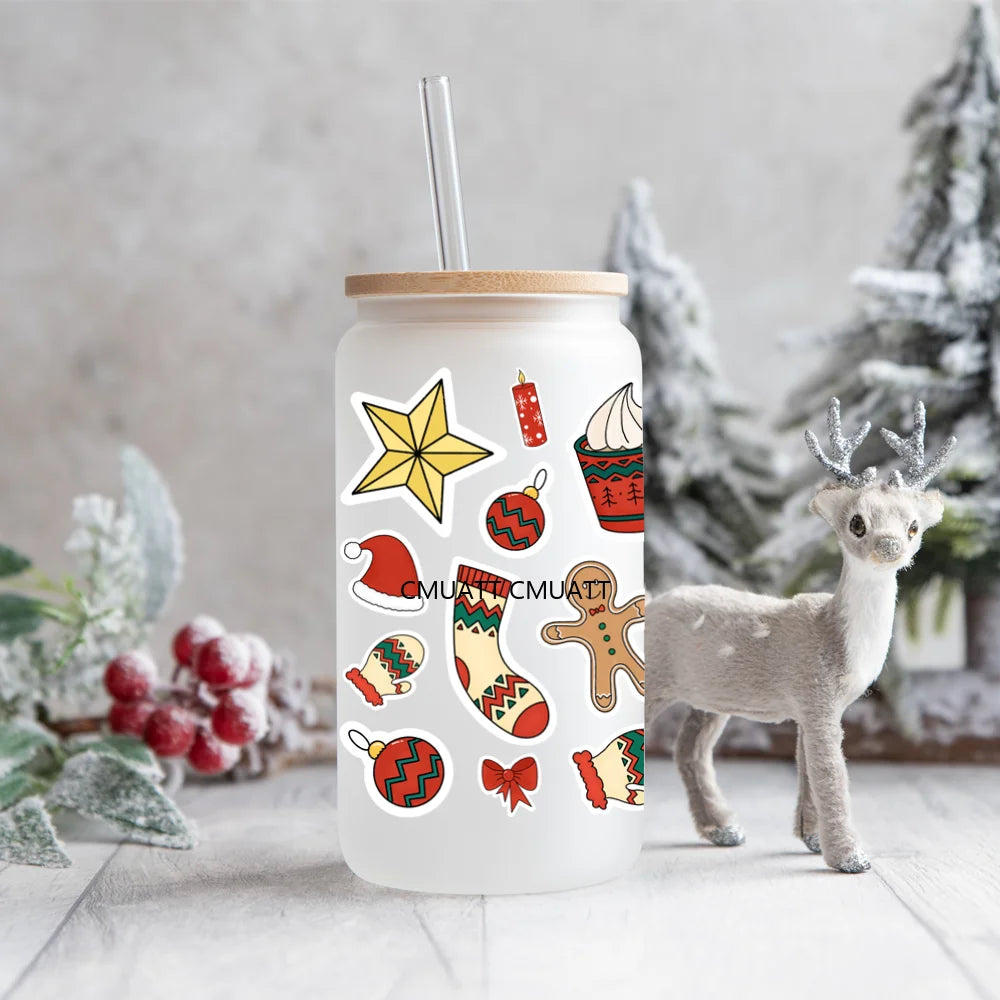 Summer Fruit Coquette Bow Book Cup School 16OZ UV DTF Cup Wraps Ready To Apply Waterproof Transfer Stickers For Libbey Glass Can