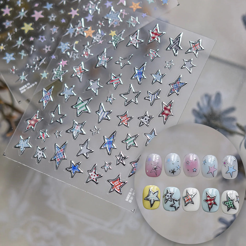Summer Fruit Dessert 5D Nail Decals Ice Cream Bar Cone Sundae Fresh Orange Peach Blueberry Cherry Star Bow Nail Art Stickers DIY
