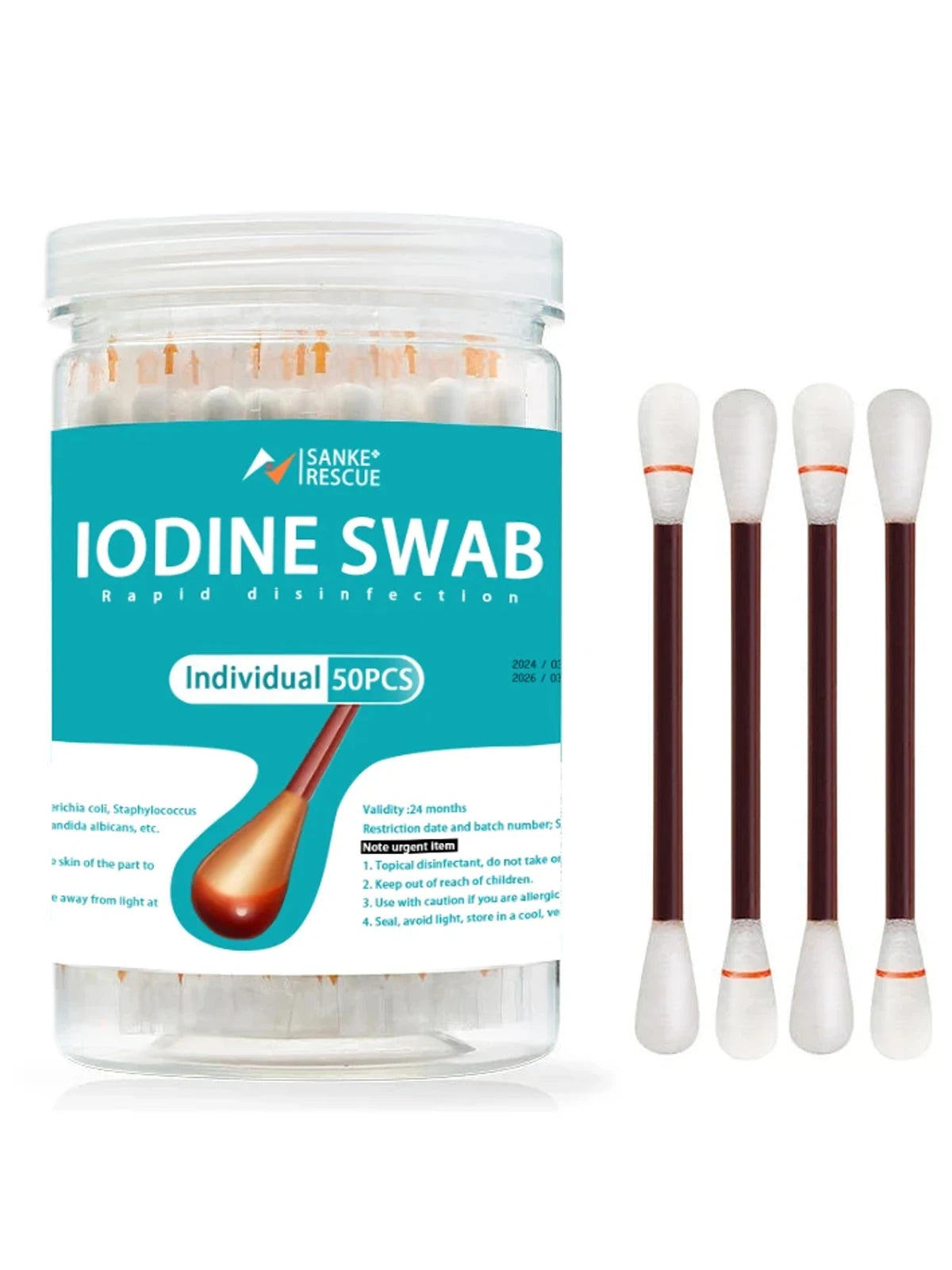 Infant Disposable Iodine Cotton Swab Independent Iodophor Swab Sticks Adult Children Baby Outdoor Family Daily Safety Home Care
