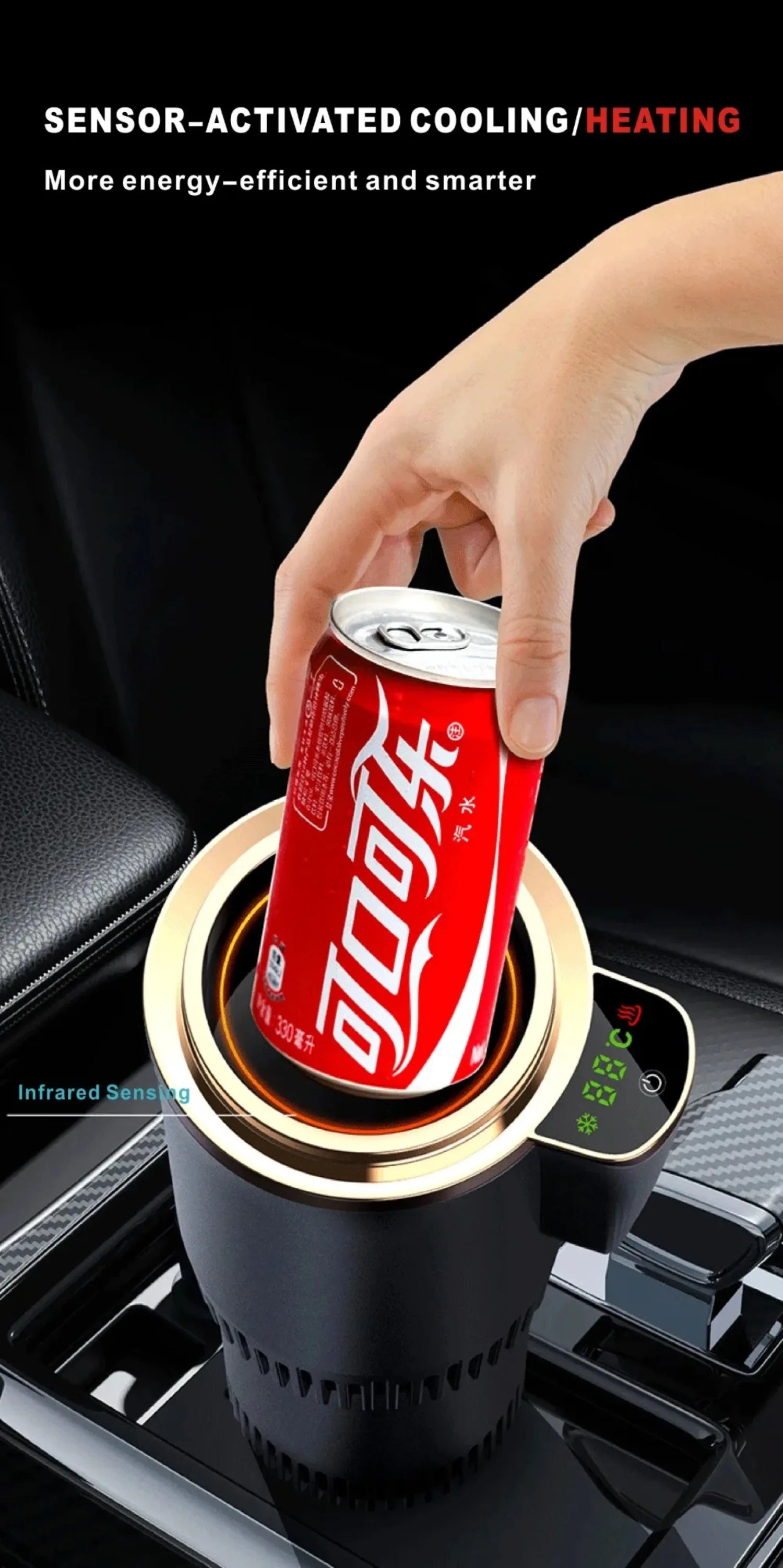 -3℃ to 60℃ LED Display Semiconductor Beverage Cooler Warmer 12V 36W Car Heating and Cooling Cup for Car Road Trip Fast Cooling