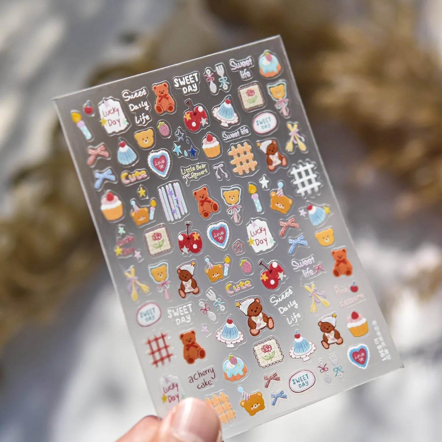 Summer Fruit Dessert 5D Nail Decals Ice Cream Bar Cone Sundae Fresh Orange Peach Blueberry Cherry Star Bow Nail Art Stickers DIY
