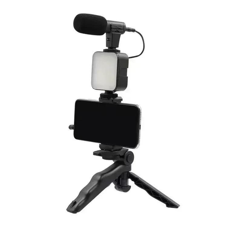 Smartphone Vlogging Kit With Tripod Phone Holder Mini Microphone LED Fill Light Starter For TikTok Live Stream Video YouTube