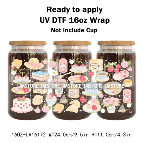 Summer Fruit Coquette Bow Book Cup School 16OZ UV DTF Cup Wraps Ready To Apply Waterproof Transfer Stickers For Libbey Glass Can