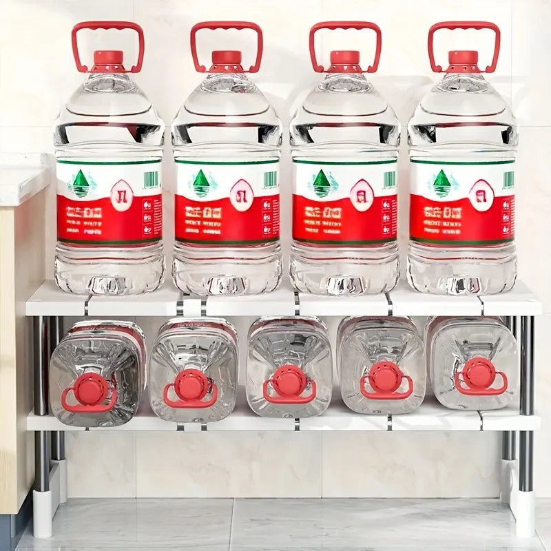 Kitchen Bathroom Cabinet Organizer Durable Multi-Layer Space-Saving Pot Holder Adjustable Under Sink Storage Rack Expandable