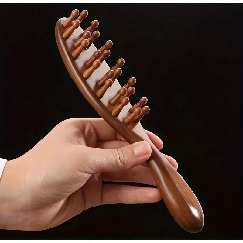 Rosewood Massage Comb: 2024 New, Dense Wooden Teeth for Pain Relief - Health & Home Care