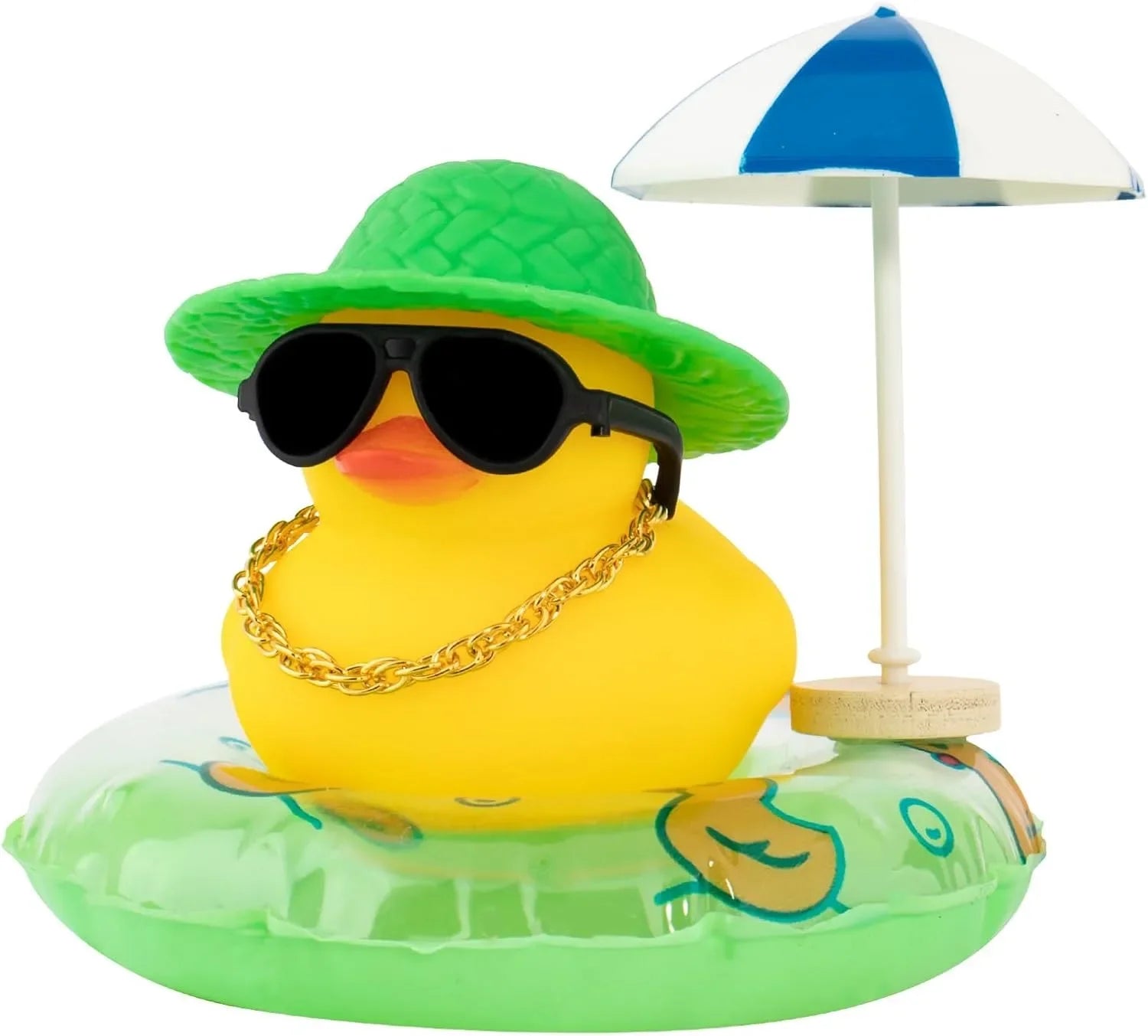 NEW! Cute Summer Car Rubber Duck Decoration Dashboard Car Ornament Duck  Accessories with Sunhat Sun Umbrella