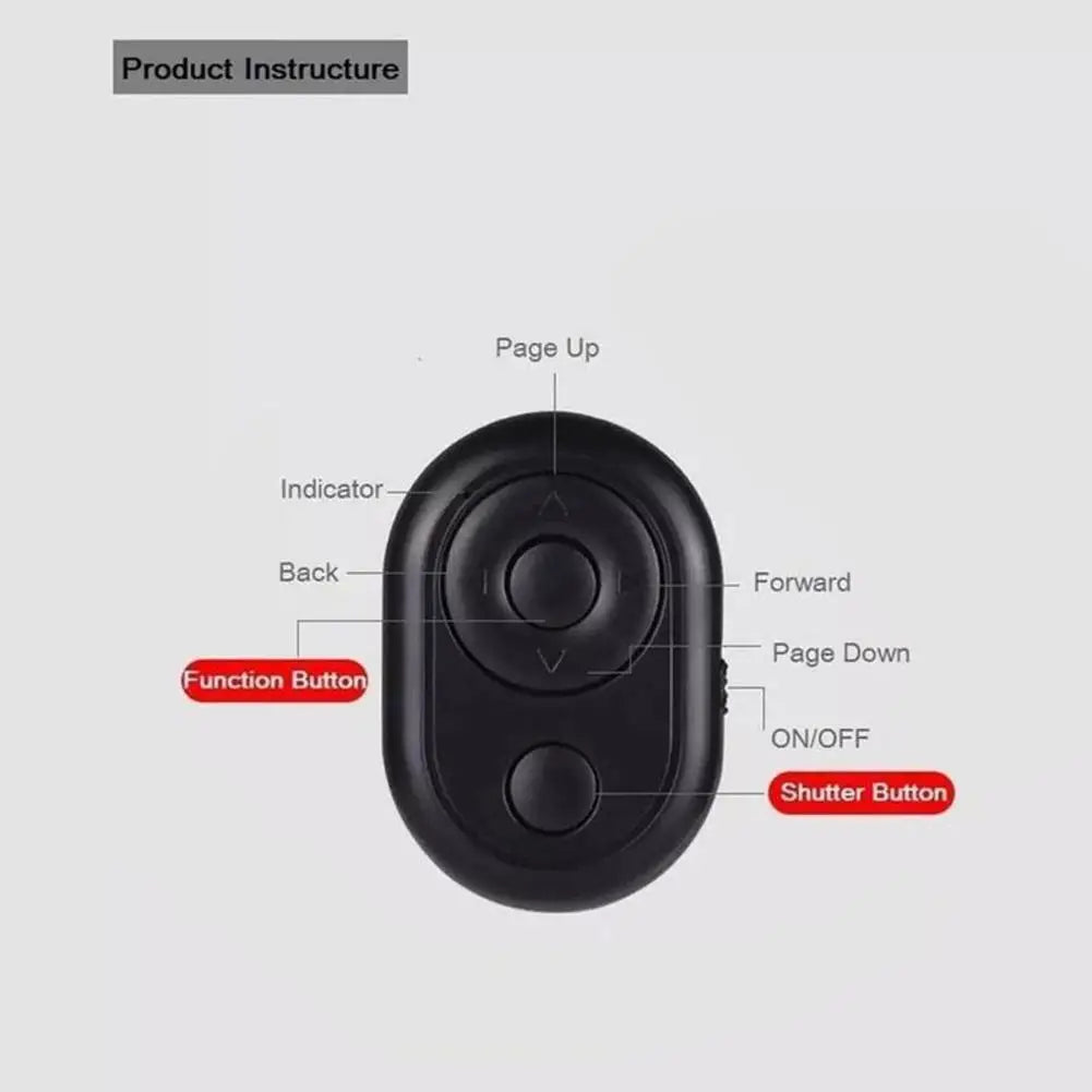 Remote Control Bluetooth Selfie Shutter for TikTok Auto-Swipe/Like/Page Turn with Magnetic Phone Clip Wireless Photo Timer