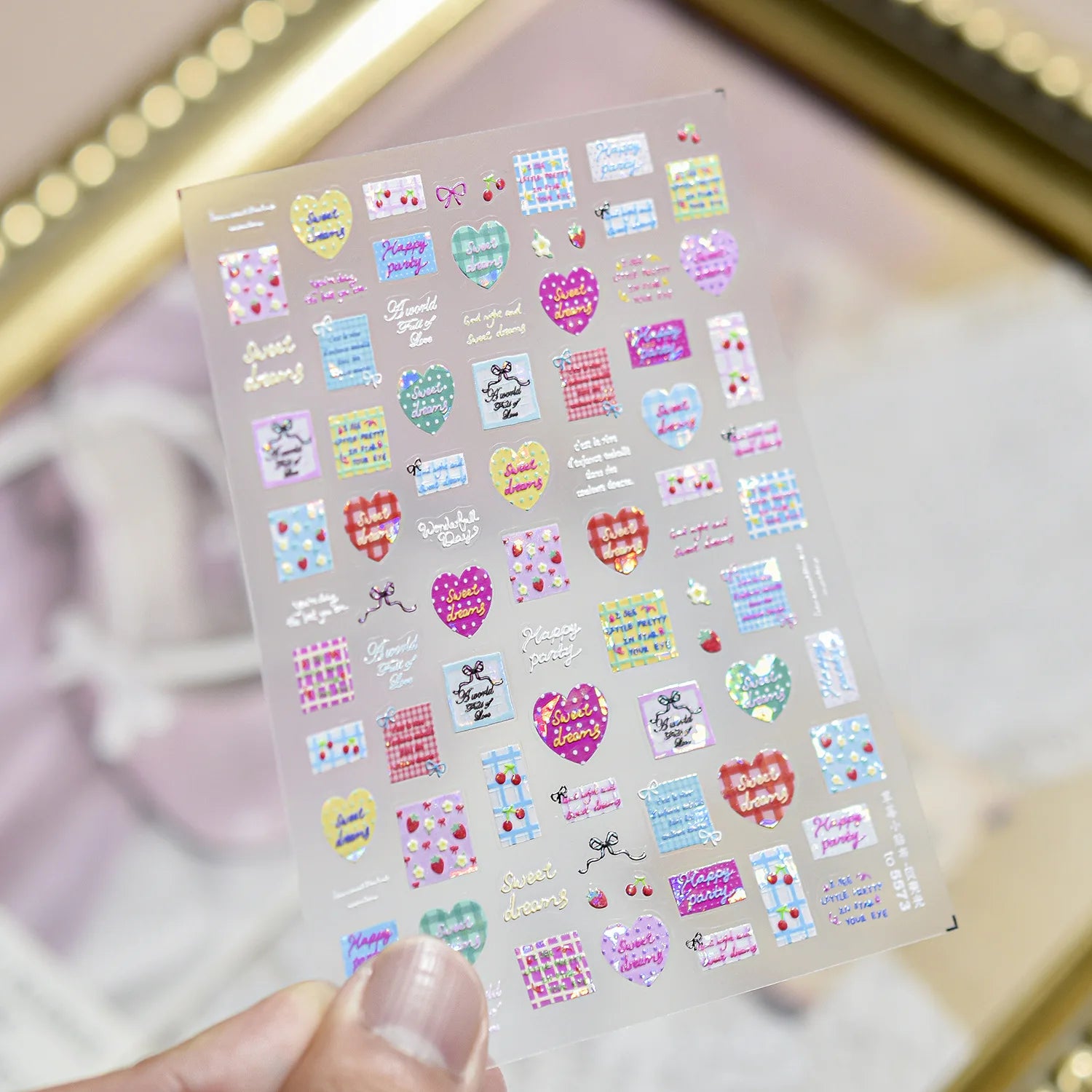 Summer Fruit Dessert 5D Nail Decals Ice Cream Bar Cone Sundae Fresh Orange Peach Blueberry Cherry Star Bow Nail Art Stickers DIY