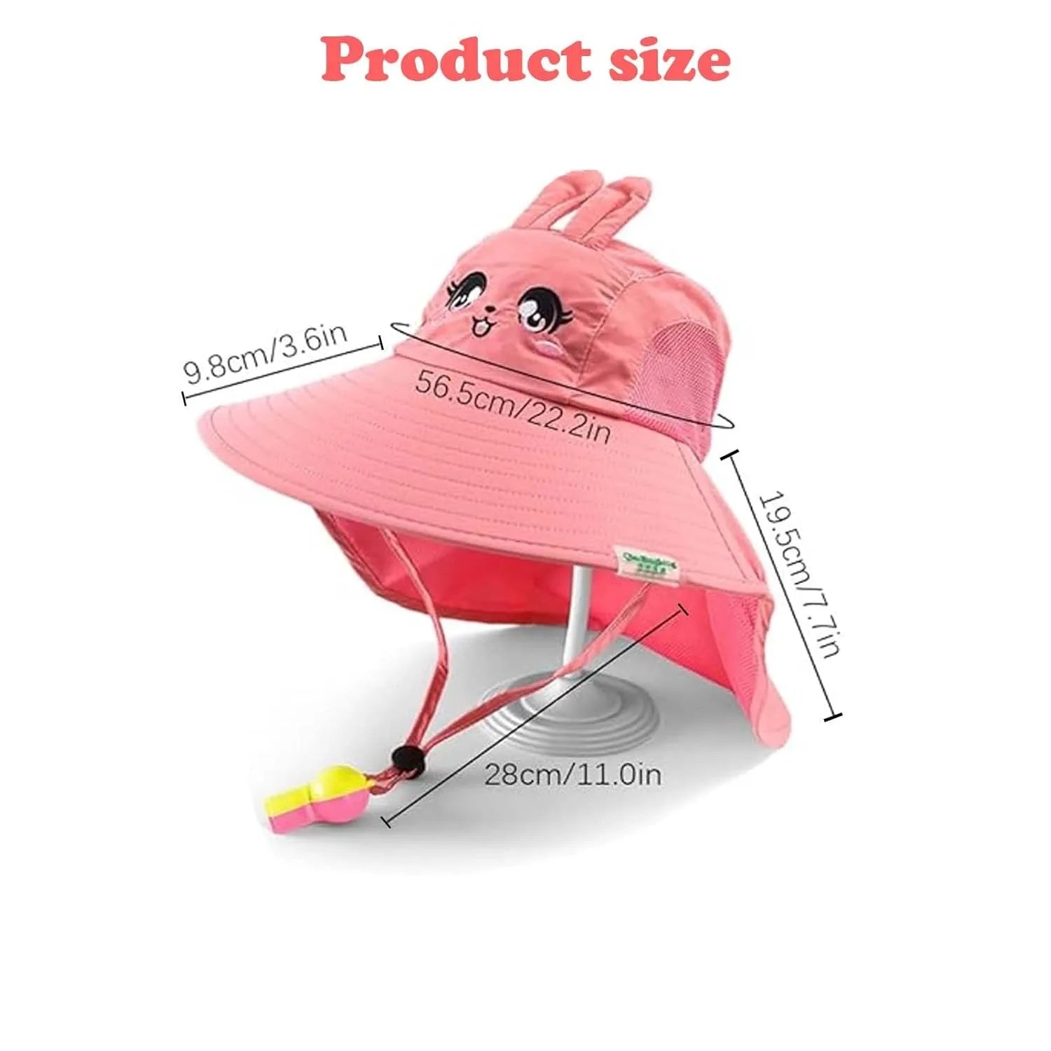 Summer Kids Bucket Hat Sunscreen UV Resistant Cotton Beach Hat with Adjustable Rope Whistle for Boys Girls Outdoor