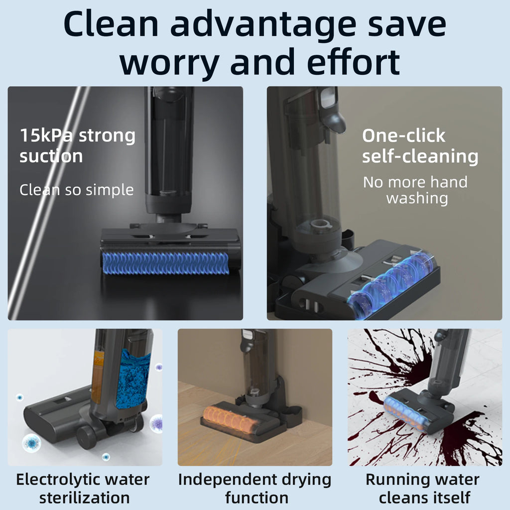 Household Vacuum Cleaner Portable Powerful Self Cleaning Dry Wet Cordless Handheld Vacuum Cleaner Floor Washer for  Home Clean