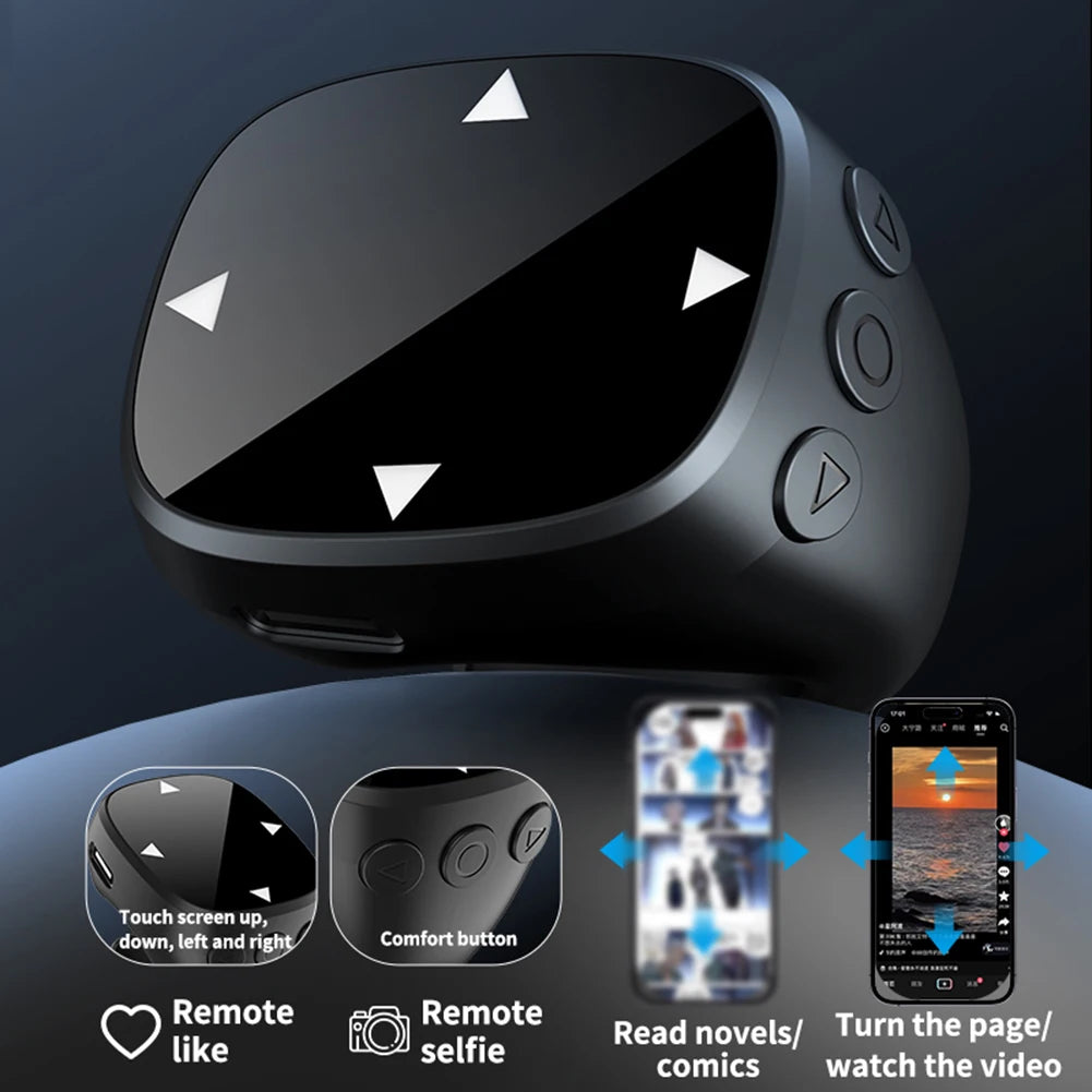 For TikTok Scrolling Ring Bluetooth Video Scrolling Remote Control E-book Page Turner Mobile Phone Selfie Camera Controller