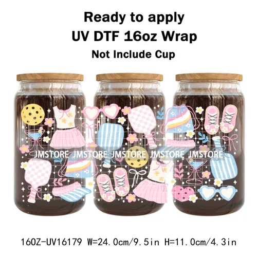 Summer Fruit Coquette Bow Book Cup School 16OZ UV DTF Cup Wraps Ready To Apply Waterproof Transfer Stickers For Libbey Glass Can
